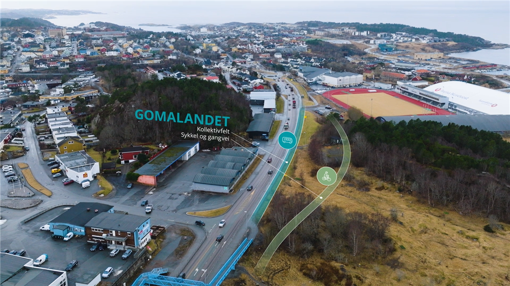 Kollektivfelt goma altanten med sykkel og gangvei 2 - Klikk for stort bilde